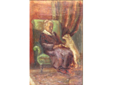 Pihenő hölgy kutyával